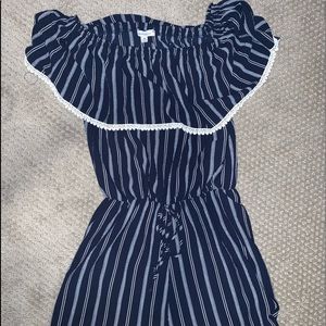 OFF the shoulder Striped romper